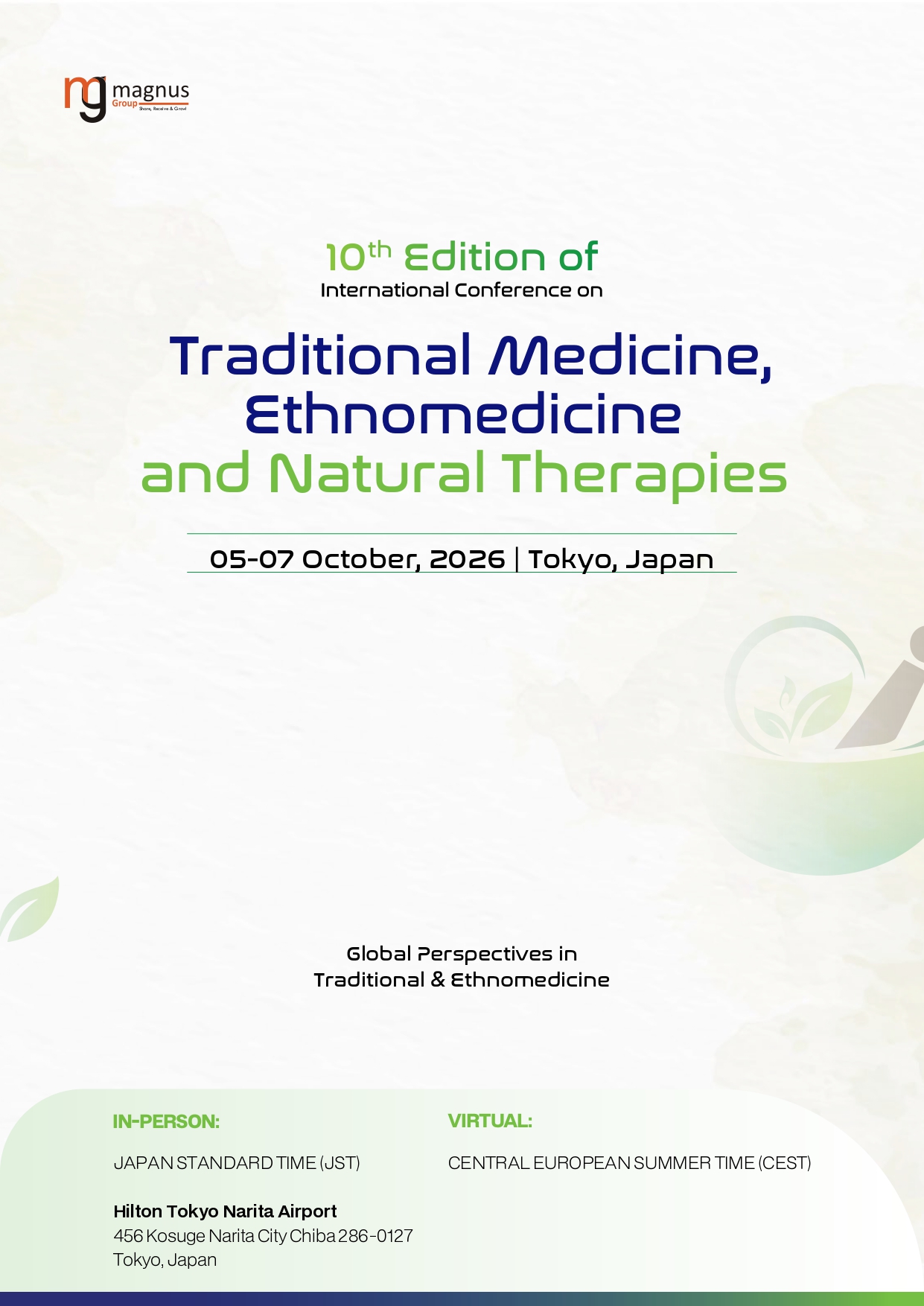 Traditional Medicine, Ethnomedicine and Natural Therapies | Tokyo, Japan Event Book