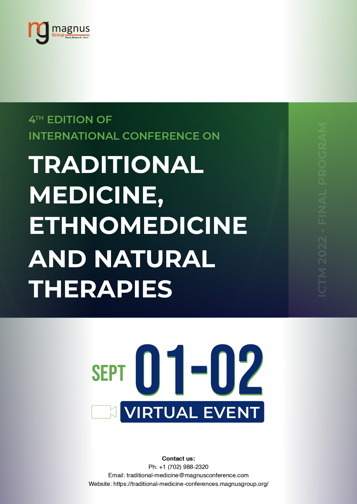 4th Edition of International Conference on Traditional Medicine, Ethnomedicine and Natural Therapies | Online Event Program